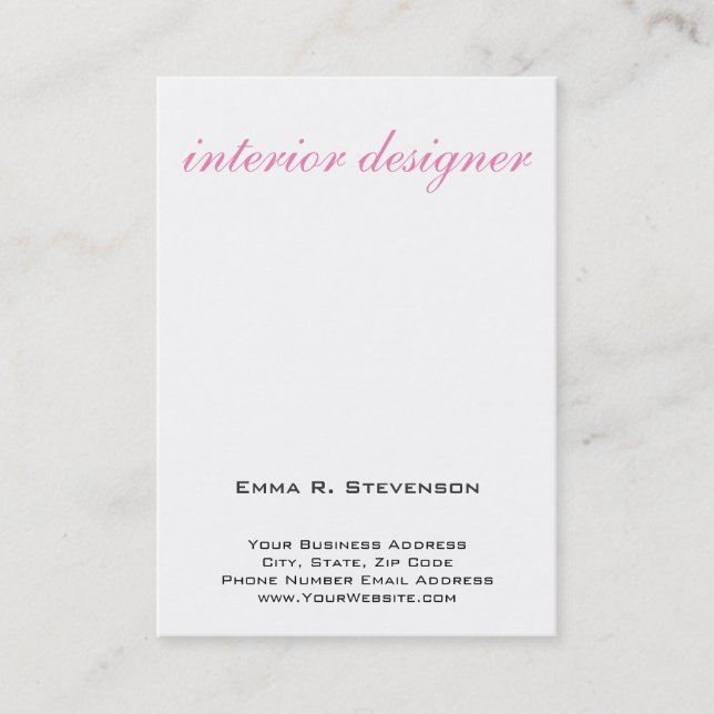 Carte De Visite Design intérieur élégant rose blanc (Devant)