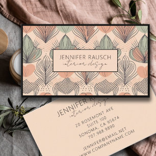Carte De Visite Design intérieur moderne Abstrait Boho Cream vert