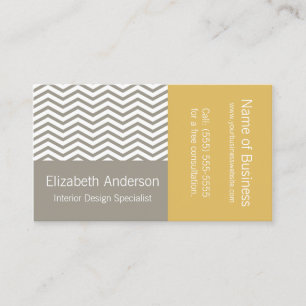 Carte De Visite Design intérieur moderne gris et blanc Chevron