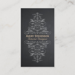 Carte De Visite Design intérieur Vintage chic noir rustique