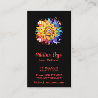 Carte De Visite design mandala aux couleurs vives