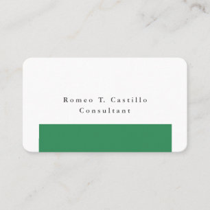 Carte De Visite Design minimaliste blanc vert de mer élégant