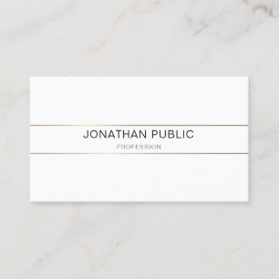 Carte De Visite Design minimaliste élégant Or Blanc tendance