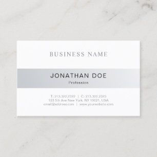 Carte De Visite Design minimaliste élégant Silver Look Plain tenda