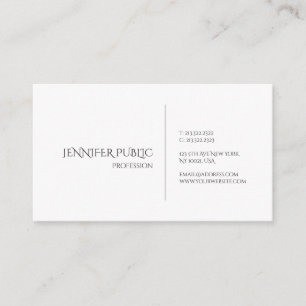 Carte De Visite Design minimaliste Moderne Elégant Blanc Créatif