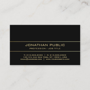 Carte De Visite Design minimaliste moderne tendance Noir et Or