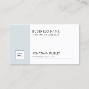 Carte De Visite Design minimaliste sophistiqué Bleu Blanc Plat