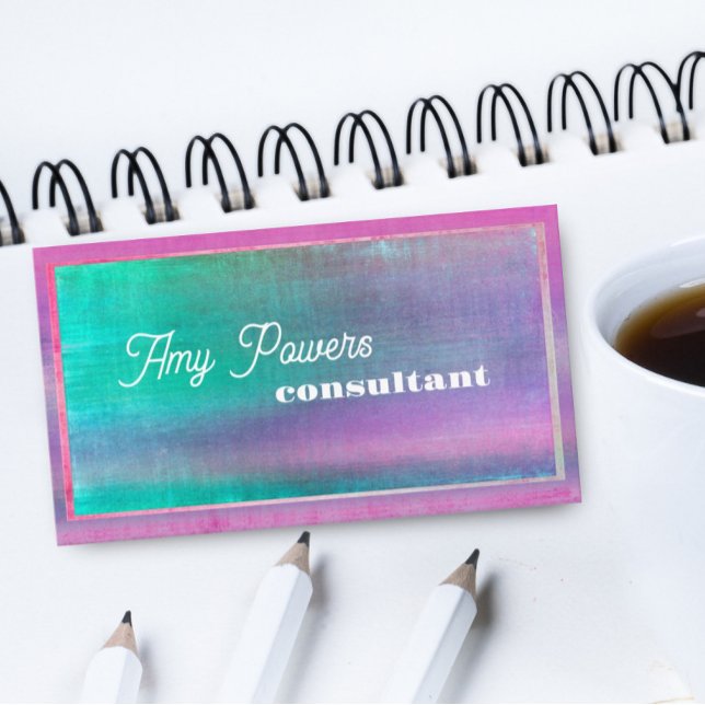 Carte De Visite design minimaliste turquoise et rose (Créateur téléchargé)