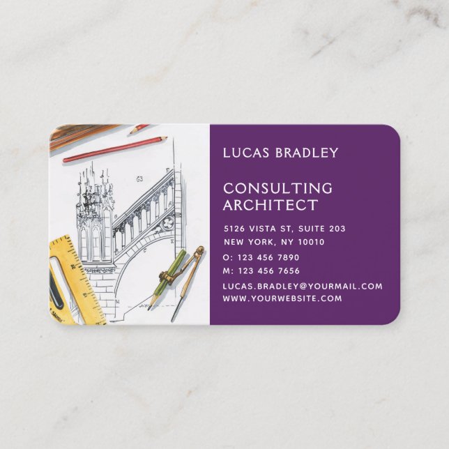 Carte De Visite Design Moderne Architecte Construction (Devant)