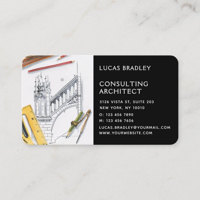 Carte De Visite Design Moderne Architecte Construction (Devant)