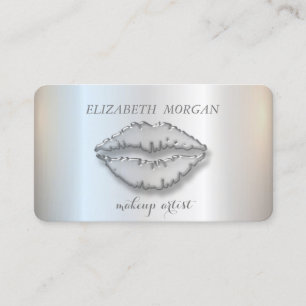 Carte De Visite Design moderne, Argent, Artiste de maquillage, Lèv