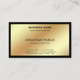 Carte De Visite Design moderne Black Gold Creative Simple Plain