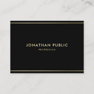 Carte De Visite Design moderne Black Gold Luxury Cool Simple Plain