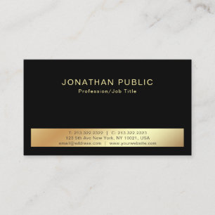 Carte De Visite Design moderne Black Gold Professional Clean Plain