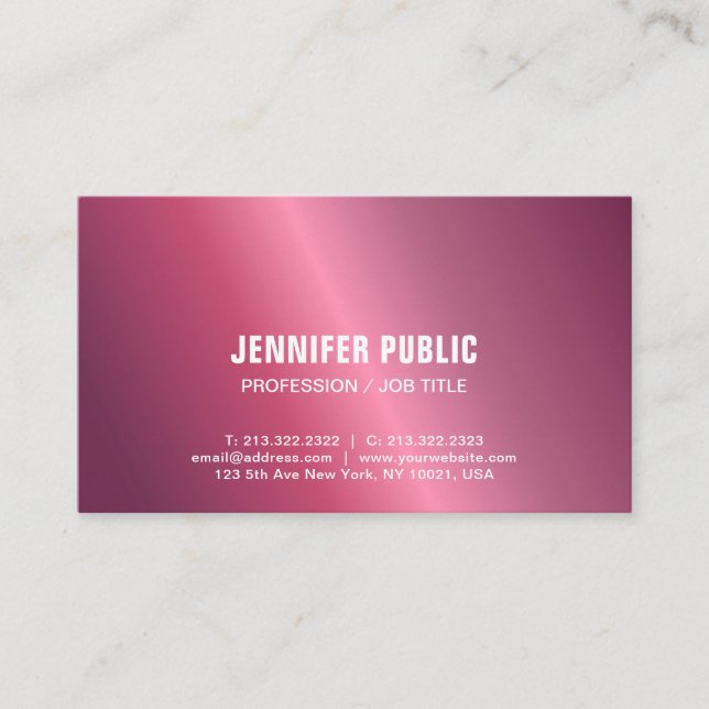Carte De Visite Design moderne brillant Créatif Glamour Plat (Devant)
