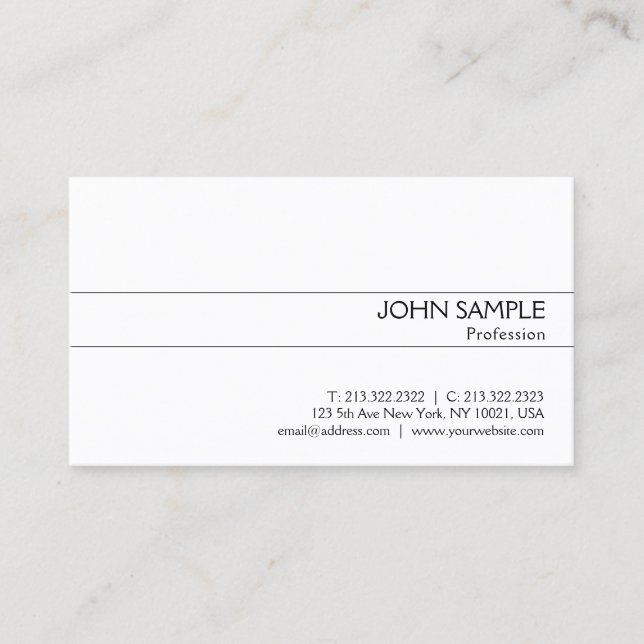 Carte De Visite Design moderne classique propre Design blanc Plain (Devant)