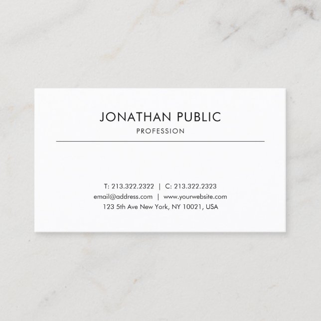Carte De Visite Design moderne créatif Professionnel Lisse lisse (Devant)
