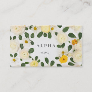 Carte De Visite Design moderne de fleurs blanches et jaunes