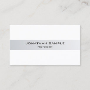 Carte De Visite Design moderne élégant créatif Argent Blanc Plaine