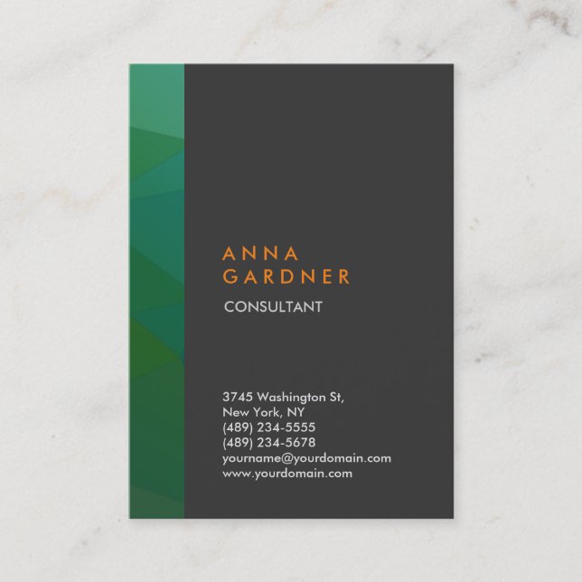 Carte De Visite Design moderne élégant Gris Vert Gris Gris Créatif (Devant)