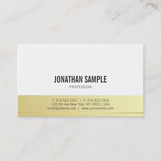 Carte De Visite Design moderne Elegant Or Simple Professional (Devant)