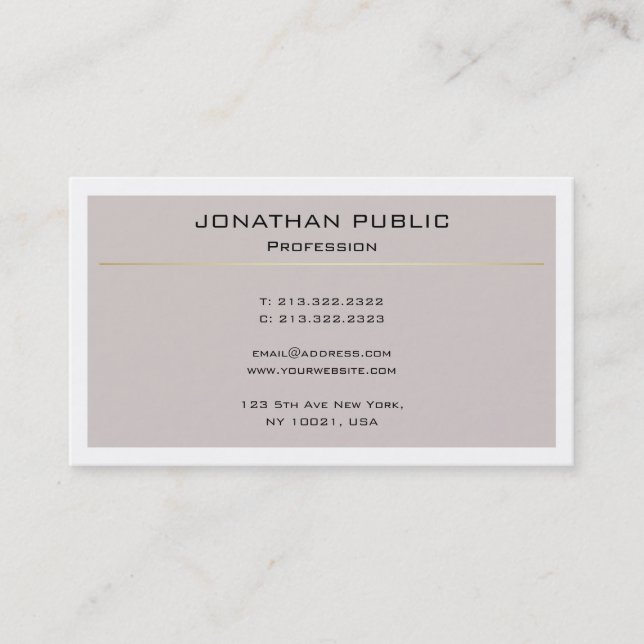 Carte De Visite Design moderne élégant professionnel Simple Plain (Devant)