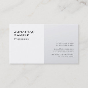 Carte De Visite Design moderne et élégant Silver White Plain