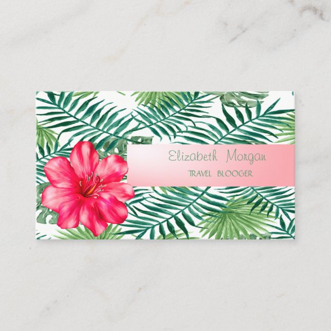 Carte De Visite Design moderne, Feuilles de palmiers tropicaux, Hi (Devant)