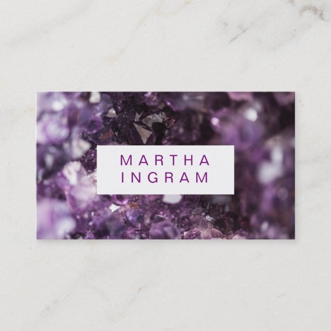 Carte De Visite Design moderne Gras violet Améthyste cristal (Devant)