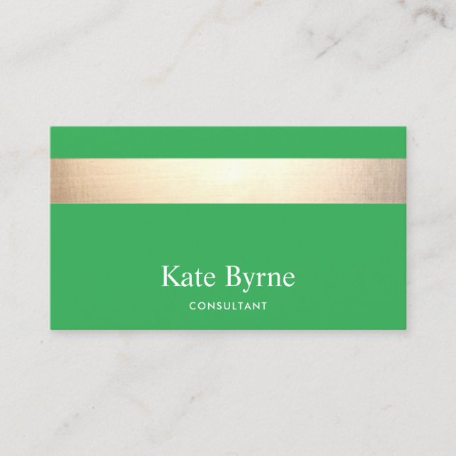 Carte De Visite Design moderne Green Professional Gold Stripe (Devant)