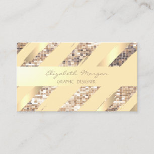 Carte De Visite Design moderne, Grilles, Faux Gold, Sequin