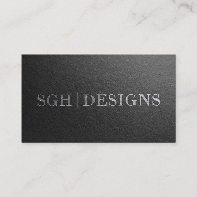 Carte De Visite Design moderne minimal Argent Noir Embossé Texte (Devant)