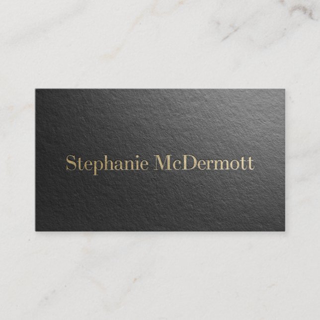 Carte De Visite Design moderne minimal Noir & Or Texte Embossé (Devant)