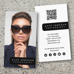 Carte De Visite Design moderne minimaliste photo QR Code Social Me