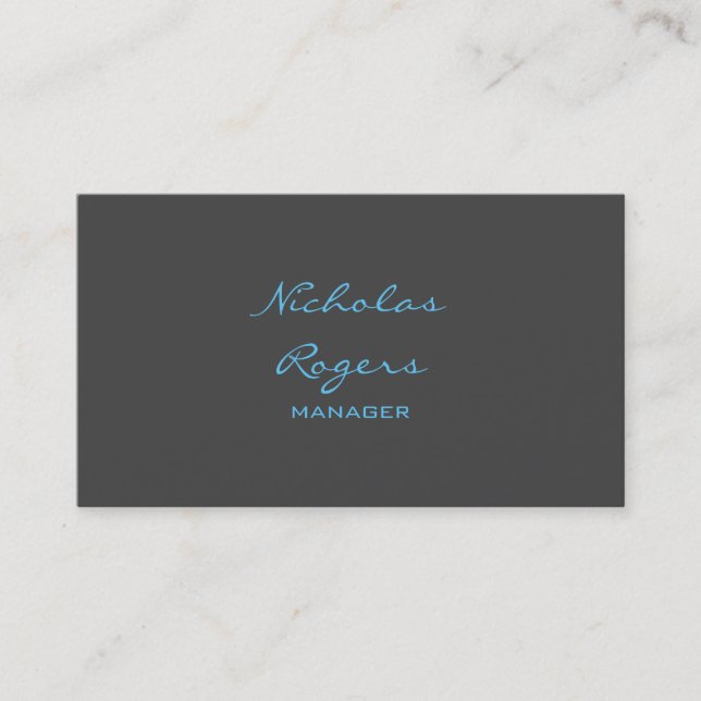 Carte De Visite Design moderne moderne Gris Bleu Professional (Devant)
