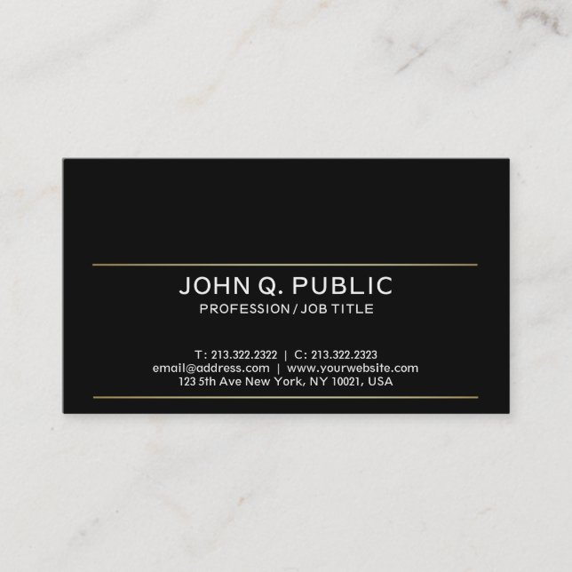 Carte De Visite Design moderne moderne propre Design Gold Stripes  (Devant)