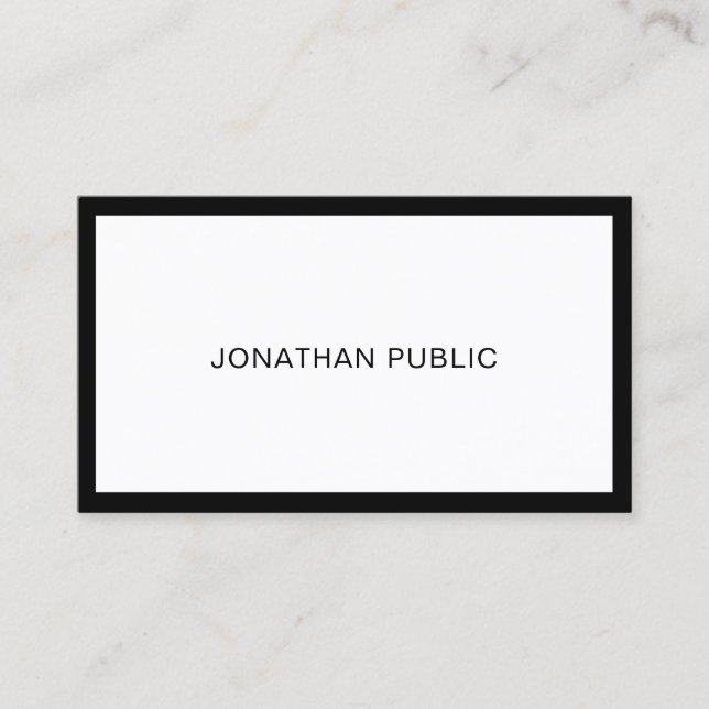 Carte De Visite Design Moderne Noir Et Blanc Professionnel Chic (Devant)