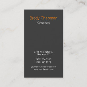 Carte De Visite Design moderne Plat Vertical Orange Grey Unique