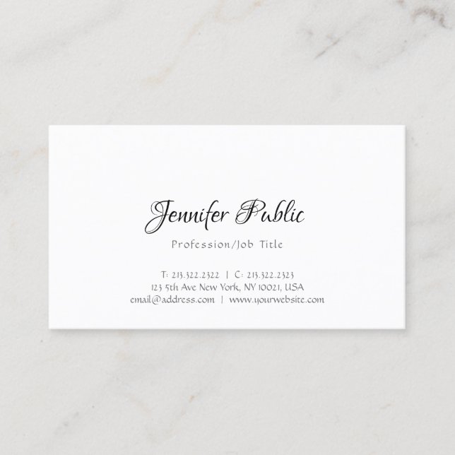 Carte De Visite Design moderne professionnel Élégant Modèle simple (Devant)