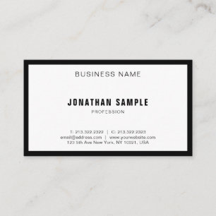 Carte De Visite Design moderne propre élégant noir blanc BW clair