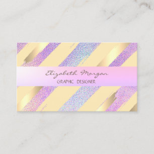 Carte De Visite Design moderne, Rayures, Holographie Or Faux
