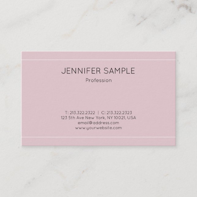 Carte De Visite Design moderne Simple Professionnel Élégant Plain (Devant)