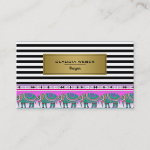 Carte De Visite Design moderne tendance rayures noir & blanc