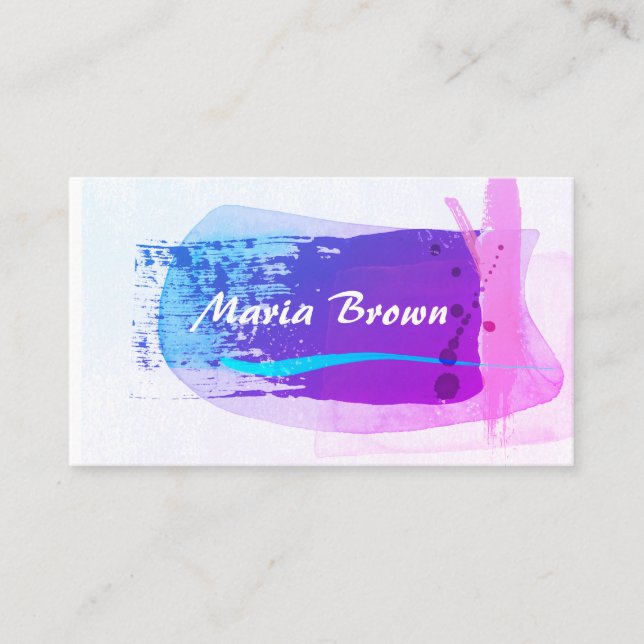 Carte De Visite design moderne violet rose et bleu art abstrait (Devant)