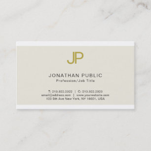Carte De Visite Design Monographique Or tendance Moderne Chic Plai