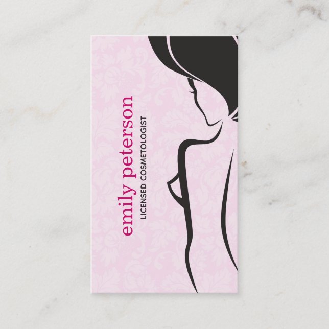 Carte De Visite Design noir et rose (Devant)