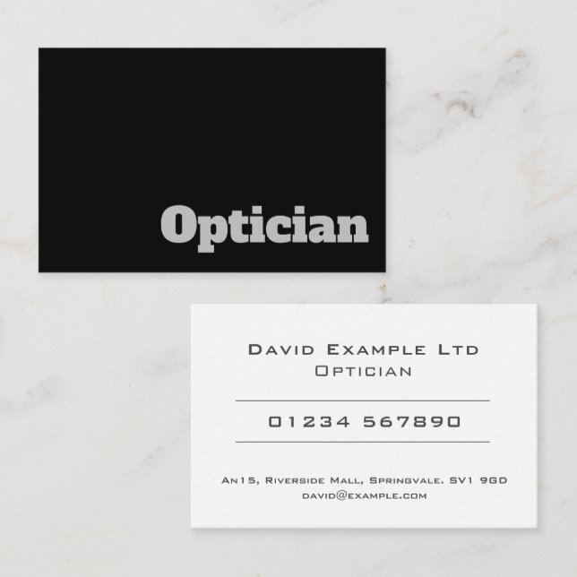 Carte De Visite Design Opticien & Optométriste gras et transparent (Devant / Derrière)