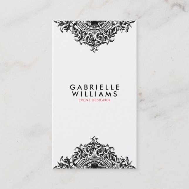 Carte De Visite Design ornemental noir giratoire (Devant)