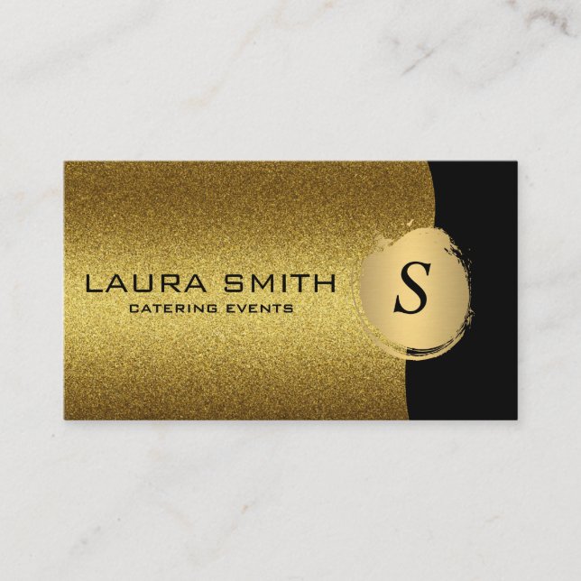 Carte De Visite Design / Parties scintillant or / Monogramme (Devant)