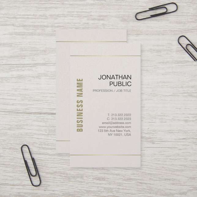 Carte De Visite Design professionnel chic élégant moderne Plain Lu (Devant/Arrière en situation)